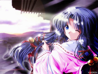 Woman longhair blueeyes sword miko - maya free wallpaper for desktop