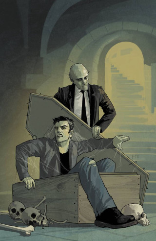 Man sitting trunk skull ground - free halloween wallpaper for mobile