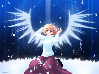 White winged girl dancing snow - orphism free wallpaper