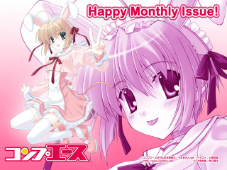 Pink hair cat ears smiling - a pink object free wallpaper