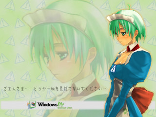 Anime greenhair blueoutfit whitehat greenbackground - a blue outfit free wallpaper