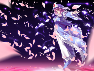 Dancing woman petals anime magical - a woman in a dress and hat free wallpaper