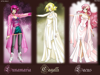 Anime girls fantasy rococo colorful - three anime character free wallpaper for desktop