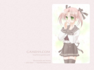 Pink haired girl green eyes 7 - anime visual free wallpaper for desktop
