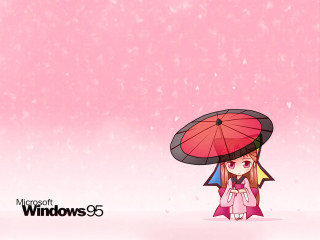 Girl pink umbrella snowflakes kawaii - snow flake free wallpaper