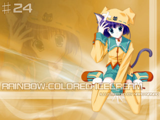 Girl yellow skateboard anime holography - a yellow outfit holding free wallpaper