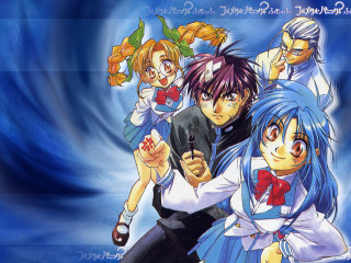 Anime group blue background braid - a man holding free wallpaper