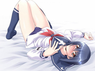 Anime girl bed blue hair - anime girl free wallpaper