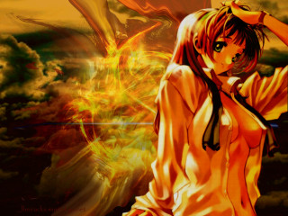 Woman yellow dress dragon clouds - a yellow dress free wallpaper