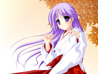 Purple hair miko blush gradient - leaf free wallpaper