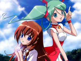 Anime girls blue eyes clouds - promotional free wallpaper for desktop