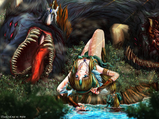 Aya goda woman dragon man - the ground in front free wallpaper for desktop