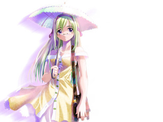 Alice girl green hair umbrella - a white background free wallpaper