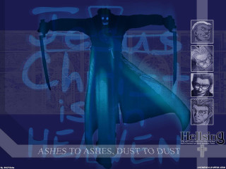 Blue poster man cape sword - his hand and a caption free wallpaper