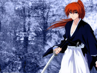 Red haired woman sword kimono - red hair holding free wallpaper