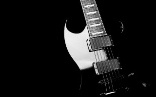 Black white guitar neck background - photo of a guitar free wallpaper
