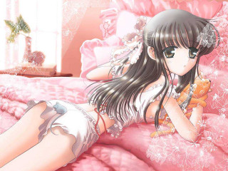Gothic anime girl bear pink - a pink blanket free wallpaper