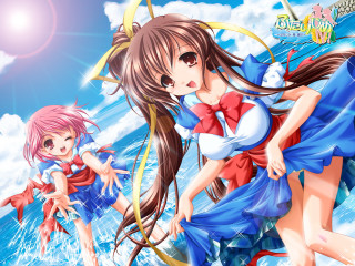 Anime girls water umbrella beach - umbrella free wallpaper