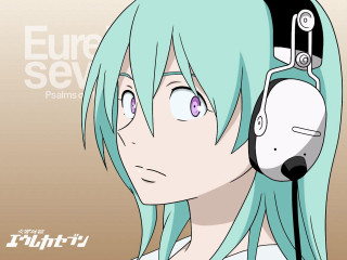 Anime bluehair headphones brownwhite background - purism free wallpaper for desktop