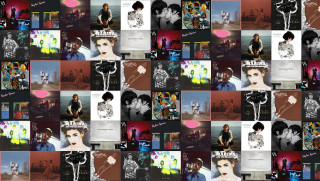 Woman microphone man guitar collage - a collage of photos free wallpaper