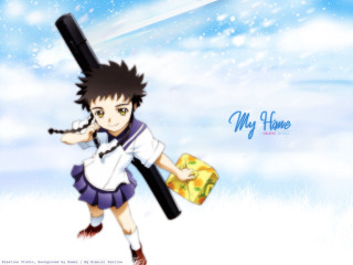 Anime character bat suitcase snow - a anime character holding free wallpaper