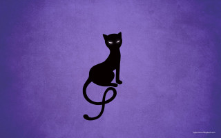Black cat glowing eyes purple - fabien charuau free wallpaper