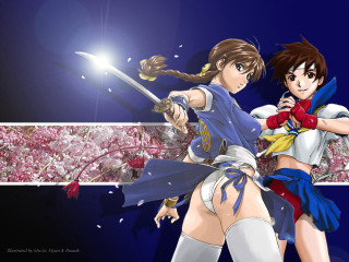 Sakura kasumi anime swords flower - official art free wallpaper for desktop
