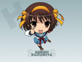 Haruhi suzumiya cartoon bow blue - a cartoon character free wallpaper
