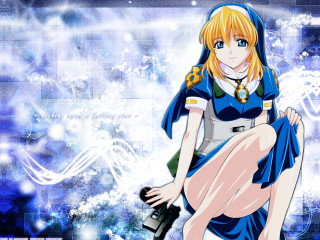 Anime girl blonde holding gun - long blonde hair free wallpaper