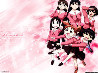 Pink girls anime school uniform - black skirt free wallpaper