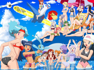 Water group beach bikini sky - a mosaic free wallpaper for desktop