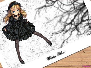 Gothic girl winter blurry tree - ground free wallpaper