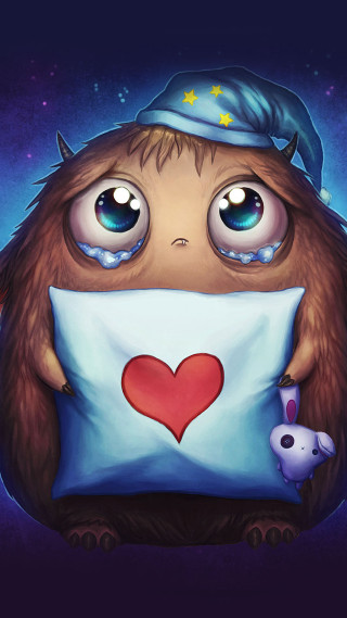 Cartoon character holding pillow heart - league of legends free wallpaper for mobile