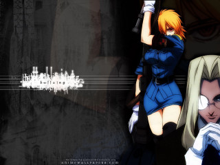 Woman blonde police gothic anime - her hand and another woman free wallpaper