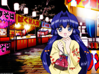 Anime girl blue hair neon - area free wallpaper