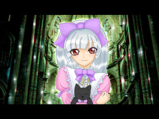 Cartoon gothic cat portrait bamboo - her hand and a cat free wallpaper for desktop