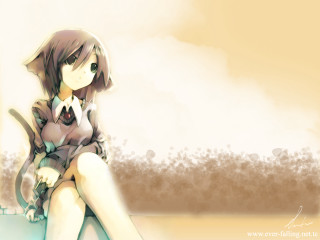 Girl ledge cat anime gothic - her lap and a cat free wallpaper