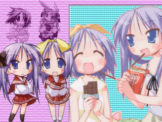 Purple haired anime girls foods - a drink free wallpaper