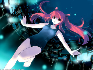 Pink haired girl floating anime - leg free wallpaper