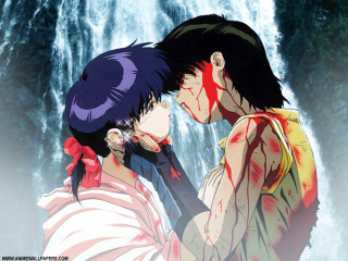 Anime kissing waterfall blood bowtie - a red bow tie free wallpaper