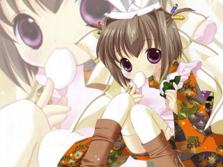 Girl flower lollipop bunny netart - a girl in a dress holding free wallpaper