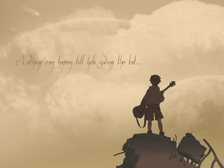 Hill guitar happy boy sky - top of a hill free wallpaper