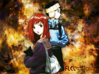 Anime couple fire cat autumn - their shoulder free wallpaper