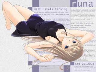 Girl dress laying anime blonde - a caption below free wallpaper