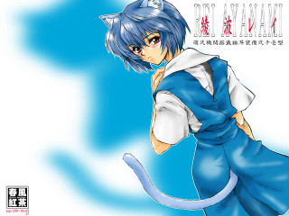 Blue haired cat eared angel - a anime character free wallpaper