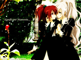 Anime couple gothic forest flowers - a birdcage free wallpaper