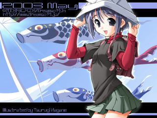 Woman hat dress fish sky - manga and anime 1 9 9 9 free wallpaper