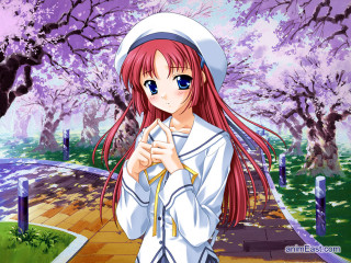Red hair girl park anime - aguri uchida free wallpaper
