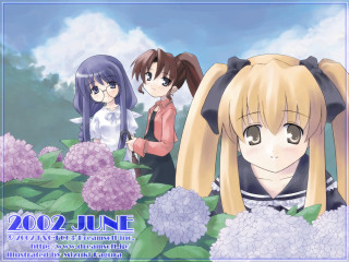 Anime girls flower field outdoors - flower and trees free wallpaper