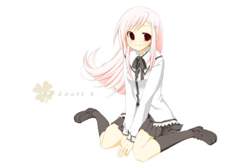 Pink haired girl sitting school - purism free wallpaper for desktop